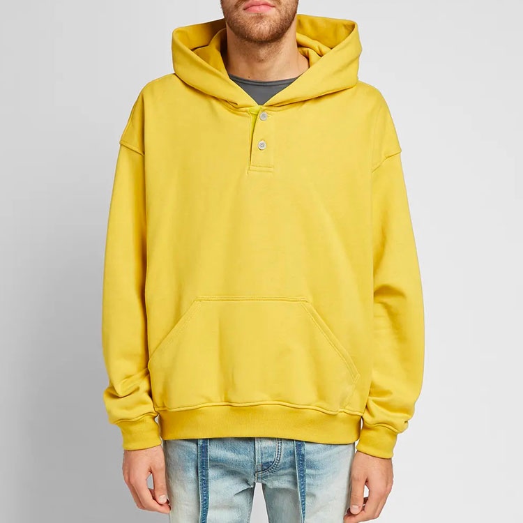 Fear of God Essentials Everyday Henley hooded Button Unisex Yellow FOG-FW19-22 - 4