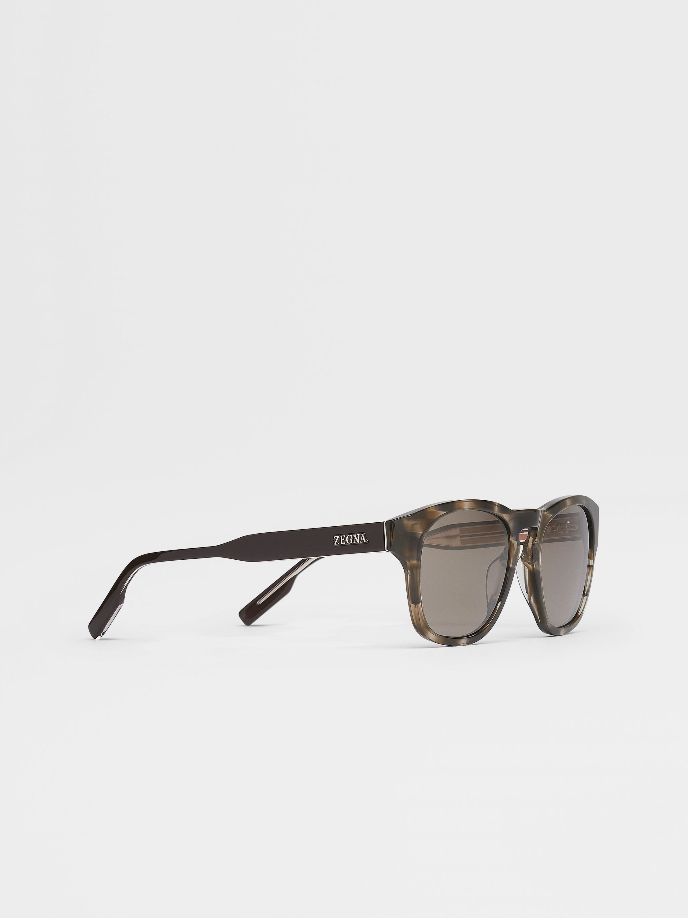 STRIPED LIGHT BROWN ACETATE SUNGLASSES - 3