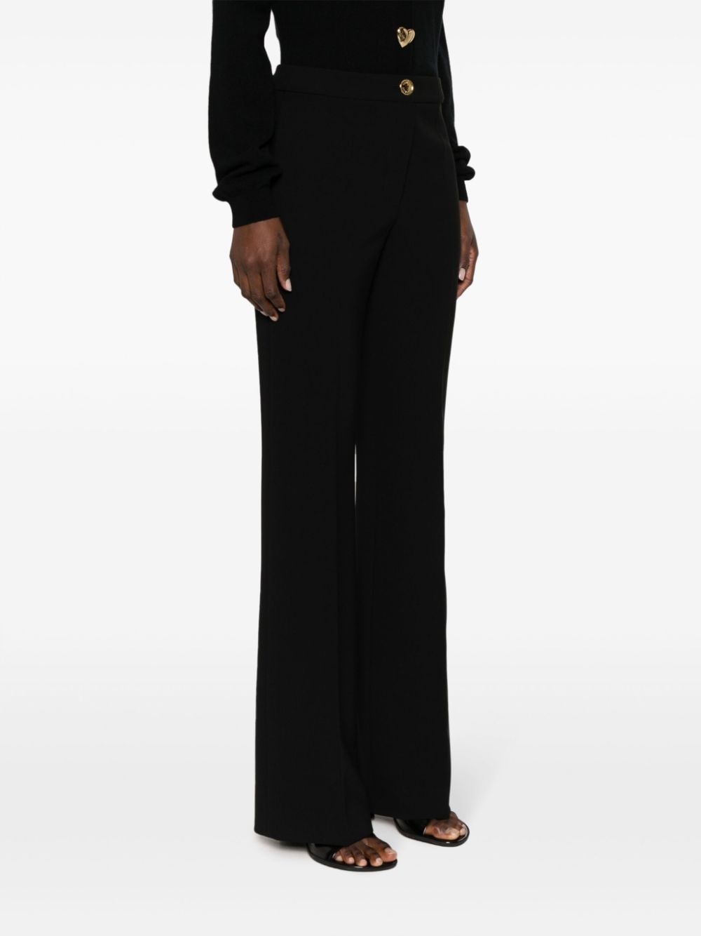 pressed-crease button-fastening tailored trousers - 3