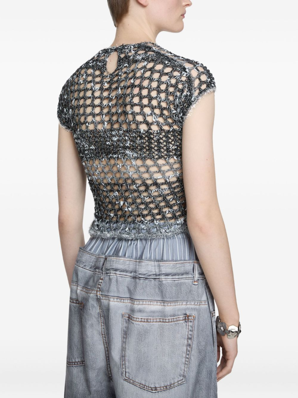 crochet-knit cropped T-shirt - 5