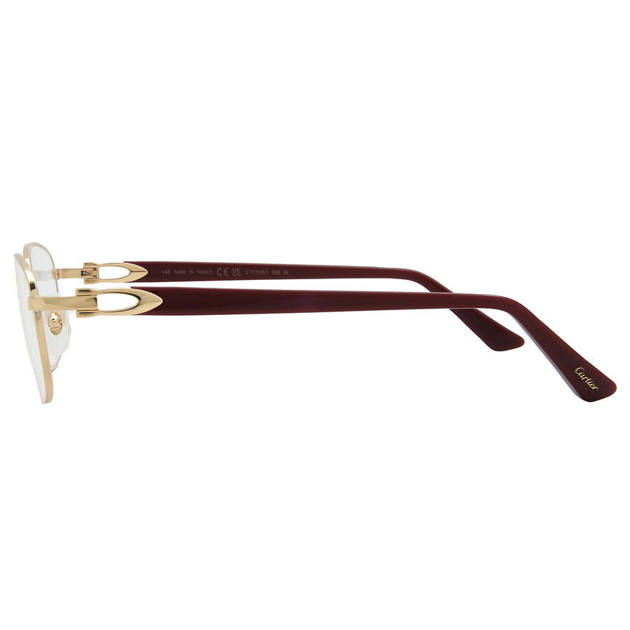 Cartier Demo Rectangular Ladies Eyeglasses CT0368O 006 56 - 3