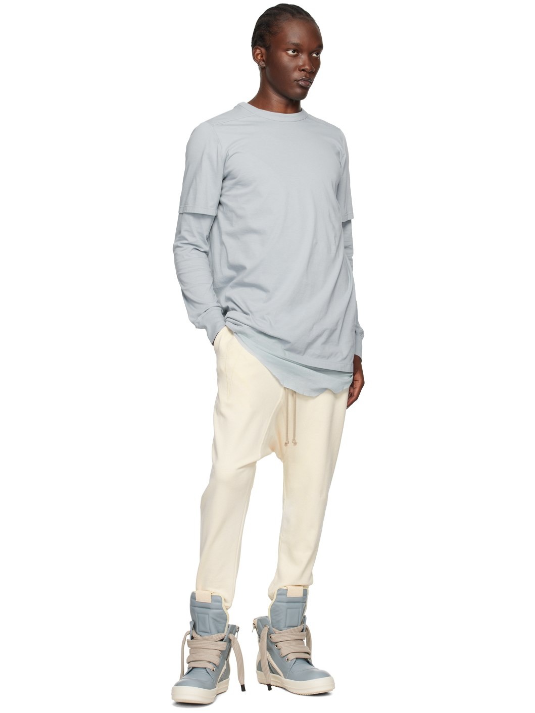 Rick Owens  Tシャツ ブルー Rick Owens Blue Porterville Level T-Shirt | REVERSIBLE