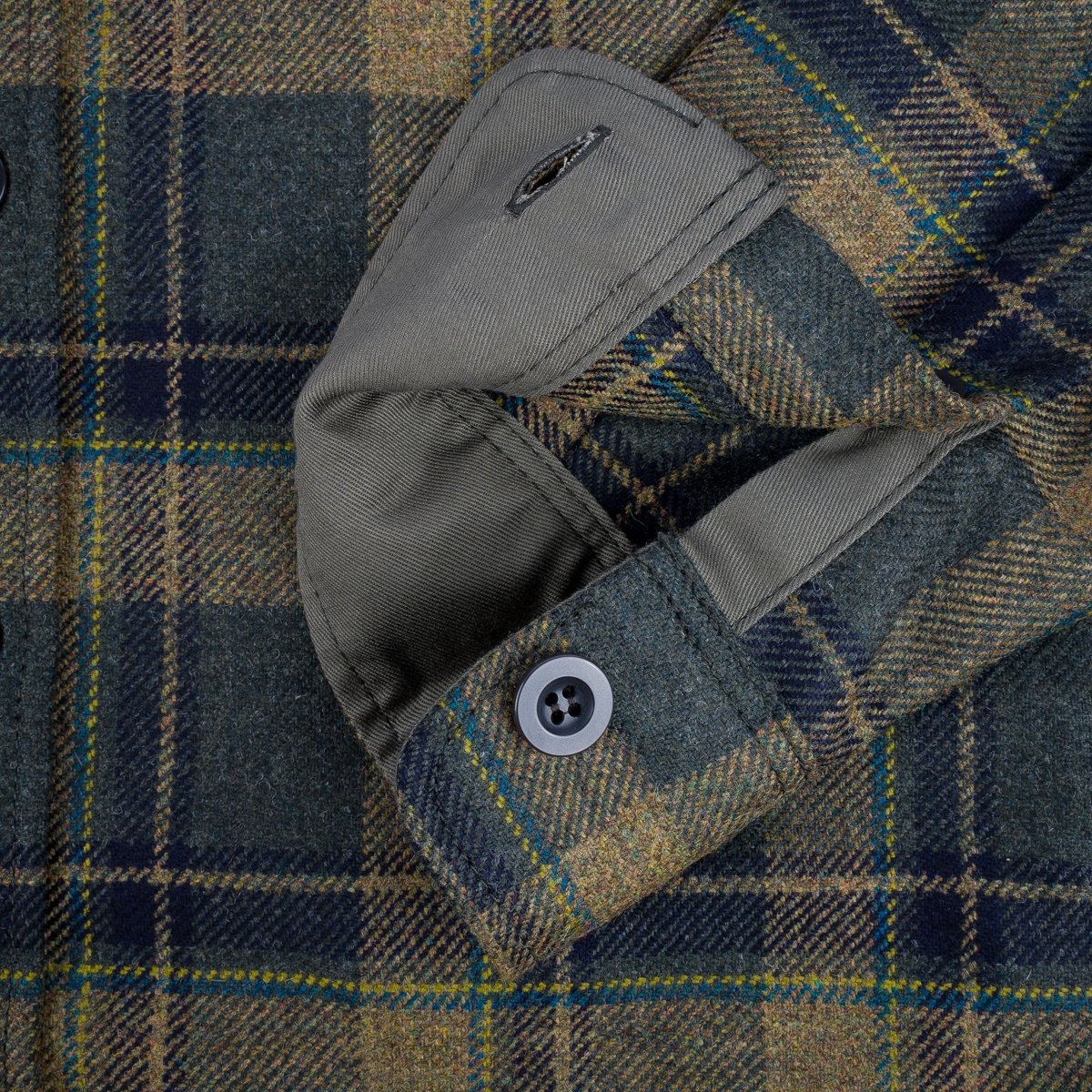 IHDR-434-HHG 14oz Fox Brothers®  Check Flannel CPO Shirt - Rustic Yellow, Hickory & Hunter Green - 10