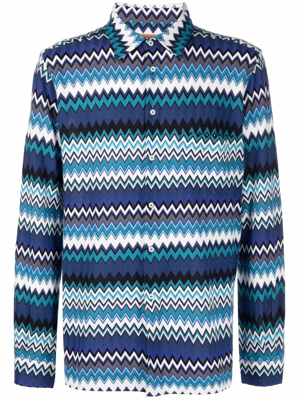 zigzag-pattern long-sleeve shirt - 1