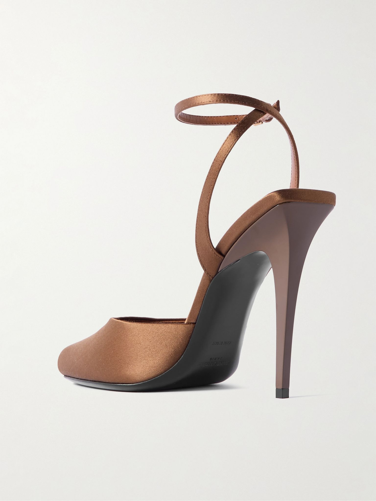 La Scandale leather-trimmed satin sandals Brown - 3