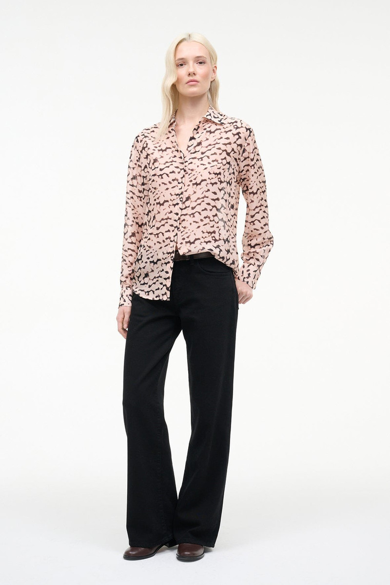 STAUD ROXBURY SILK SHIRT ALMOND BLACK 4