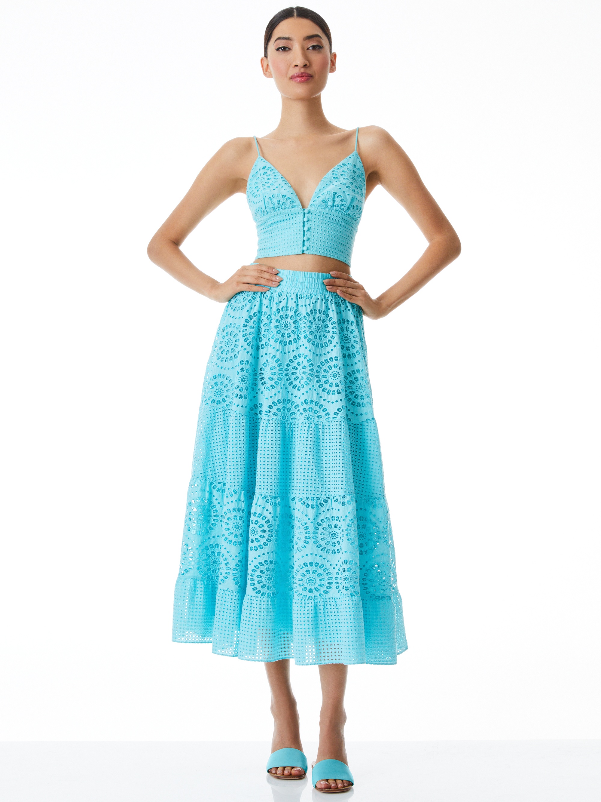 MELONY EYELET MIDI SKIRT - 4
