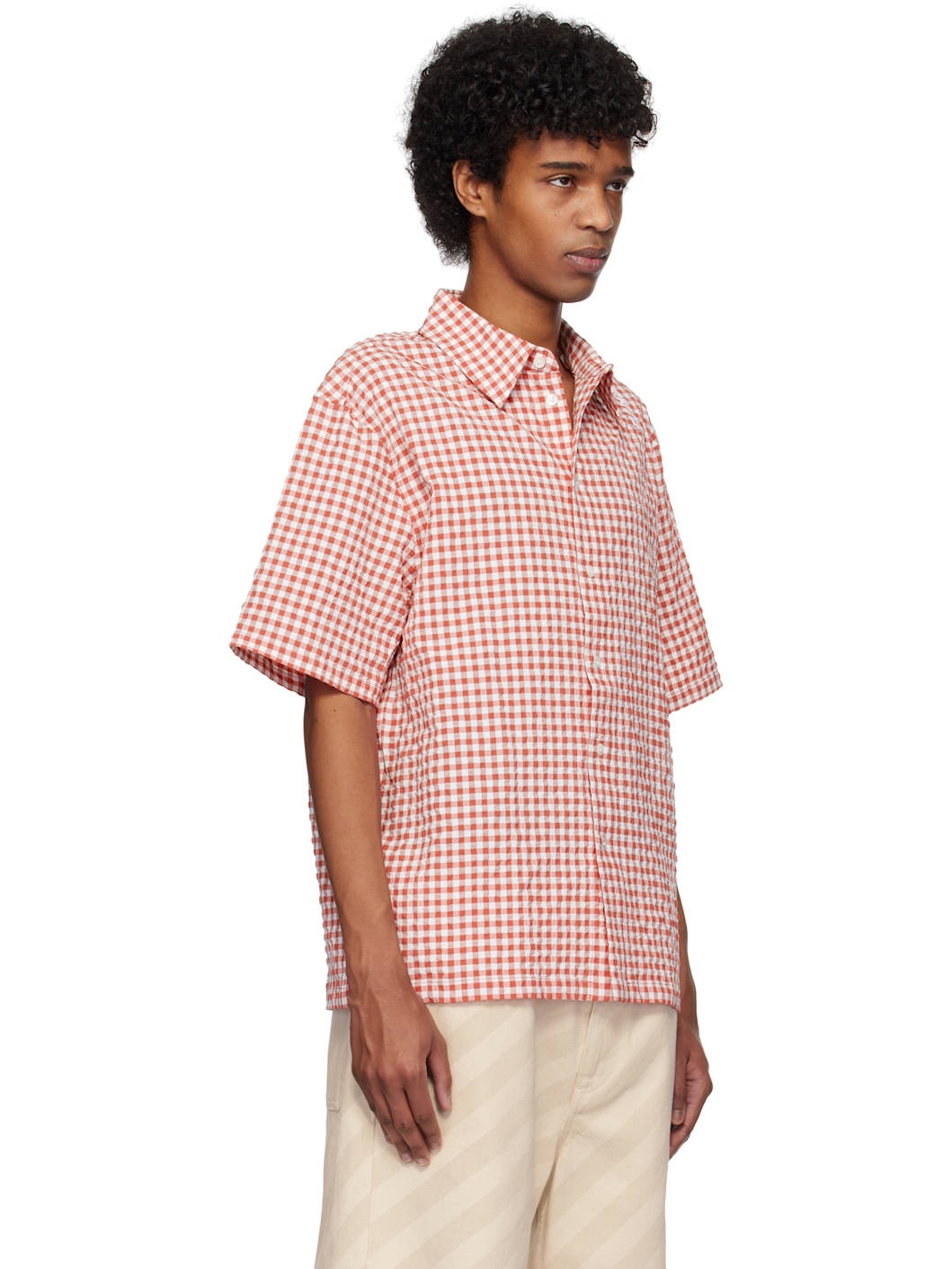 Red & White Gingham Seersucker Shirt - 2