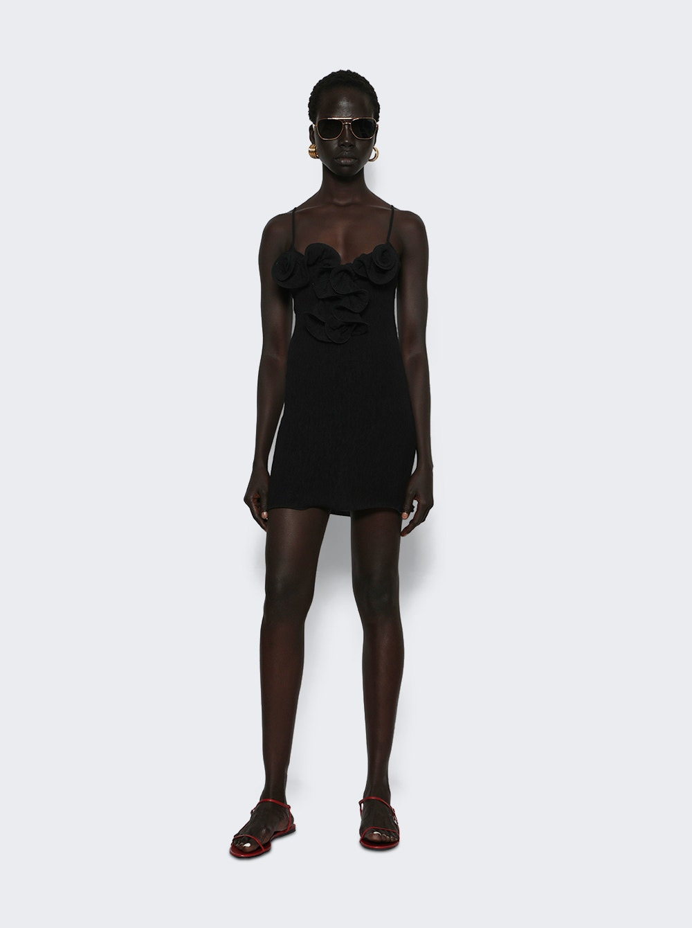 Sleeveless Crepe Beach Mini Dress Black - 5