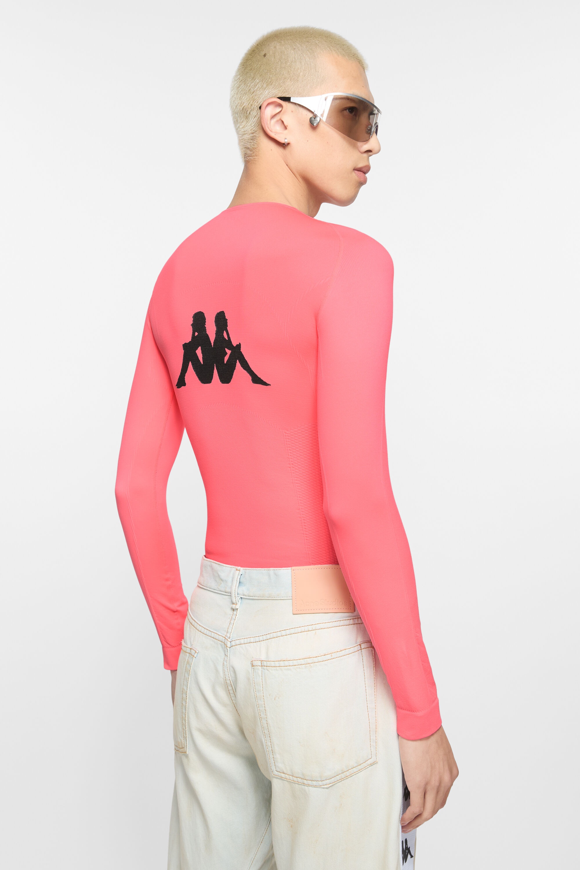 Long sleeve logo t-shirt - Acne Studios x Kappa - Neon Pink - 3