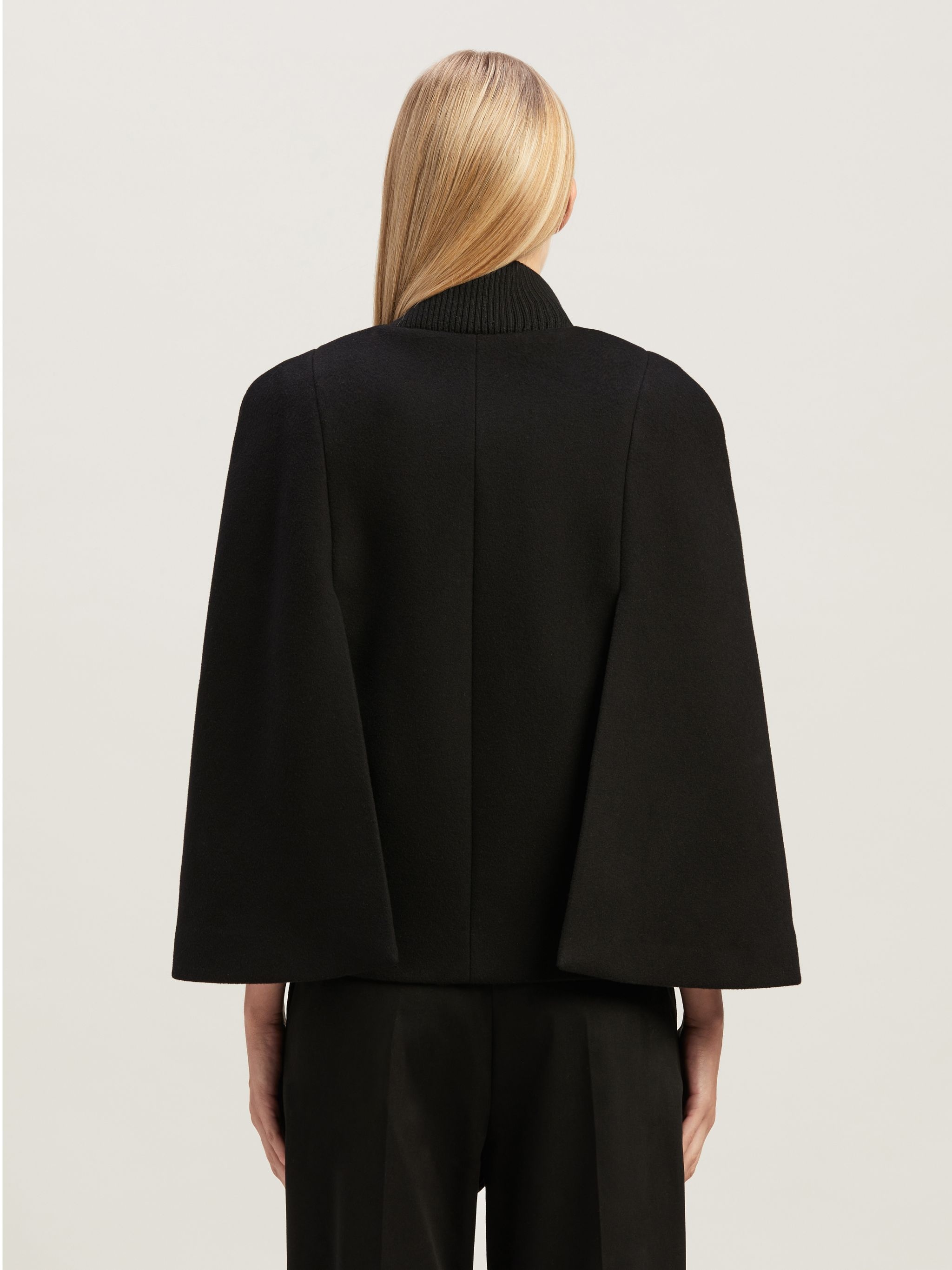 BLACK EMBROIDERED CAPE - 5