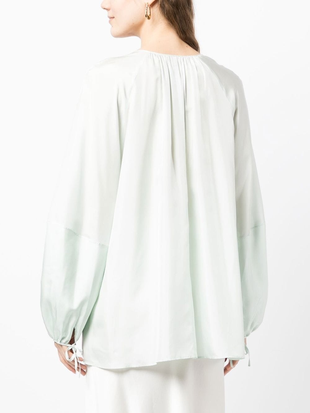 gathered-neck silk blouse - 4