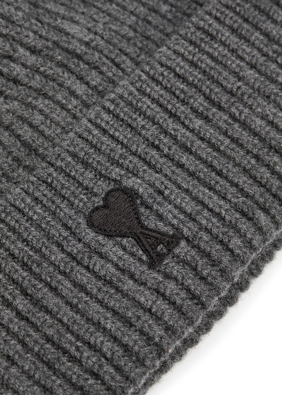 Ami Paris Logo-embroidered Wool Beanie - 3
