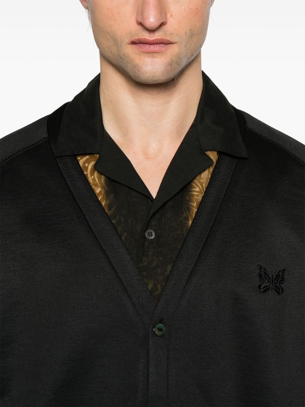embroidered-logo cardigan - 5