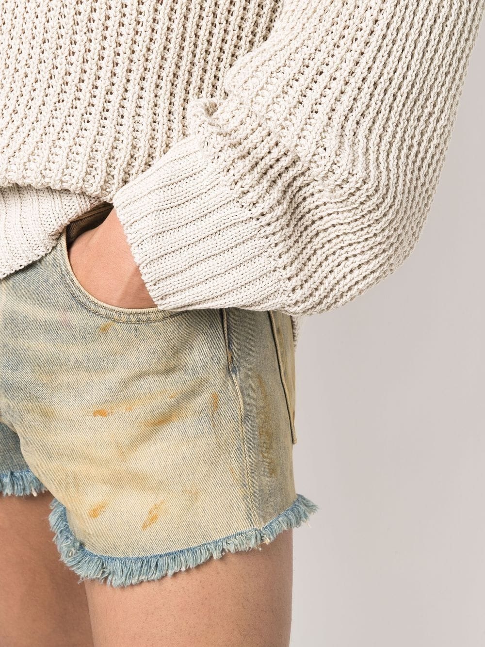 dirt-effect denim shorts - 5