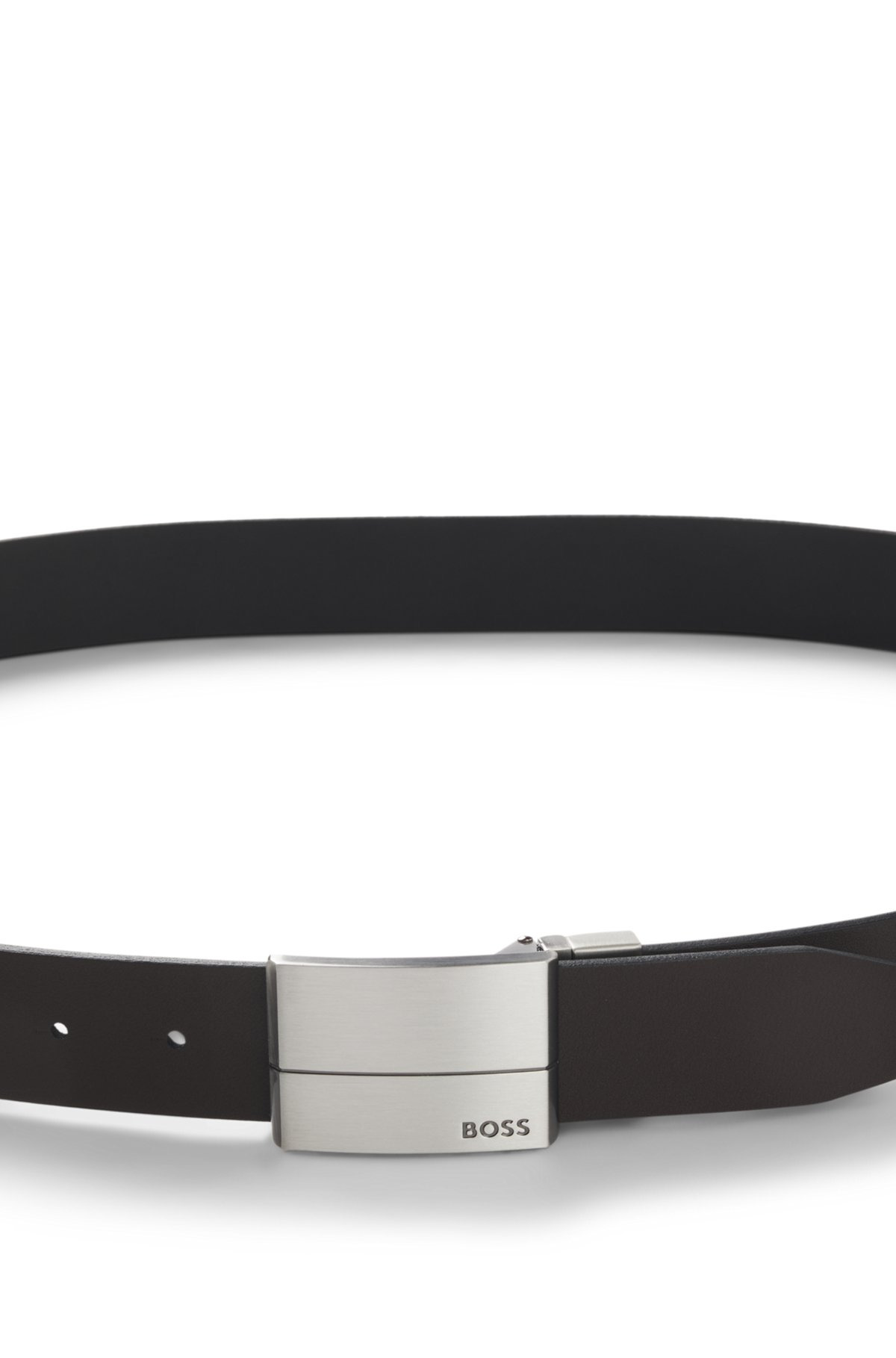 REVERSIBLE-LEATHER BELT WITH PIN AND PLAQUE BUCKLES 3