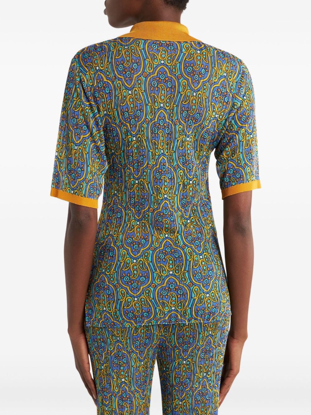 printed knitted polo shirt - 4