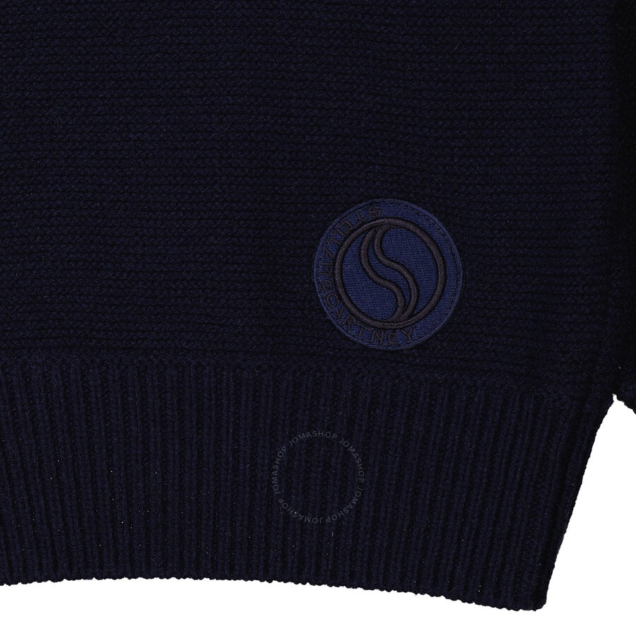 Stella Mccartney Navy Regenerated Asymmetric Cold-Shoulder Jumper - 7