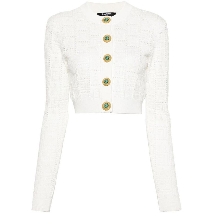 Balmain Monogram Mesh Knit Cardigan - 5