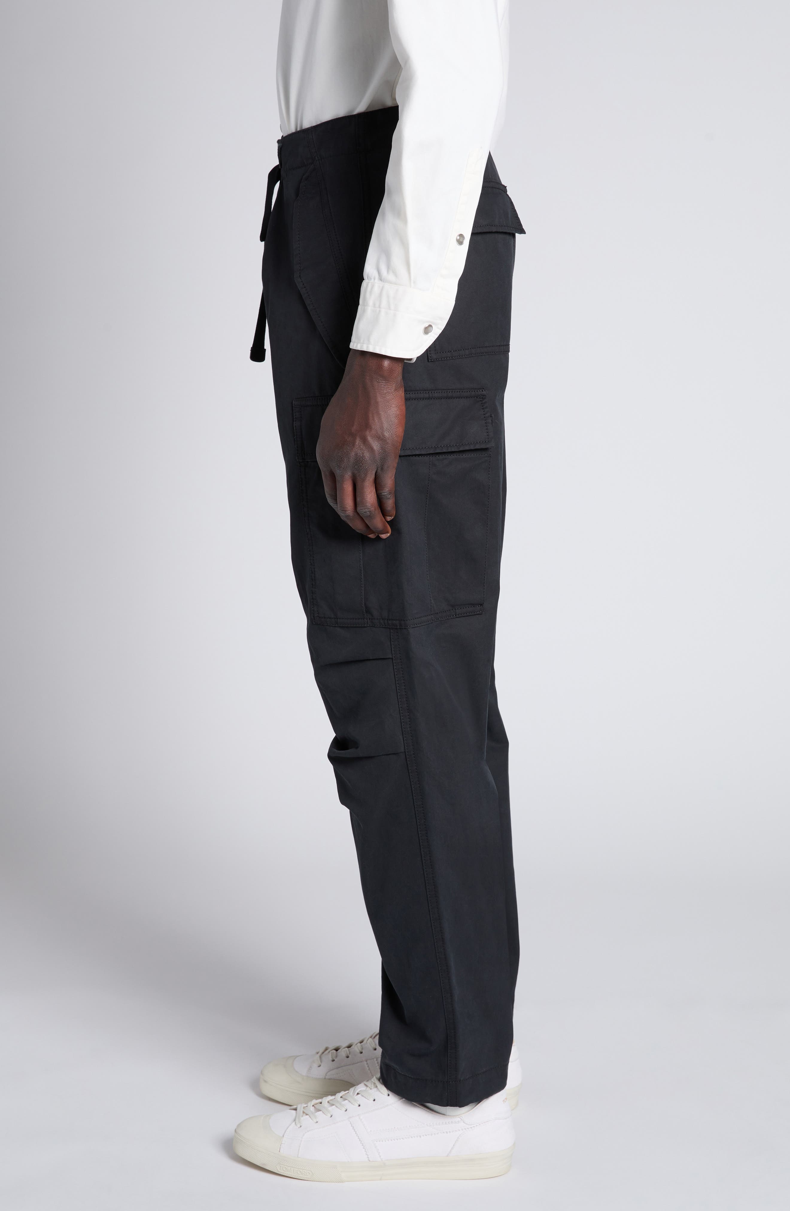 TOM FORD Enzyme Twill Cargo Pants in Lb999 Black at Nordstrom - 4