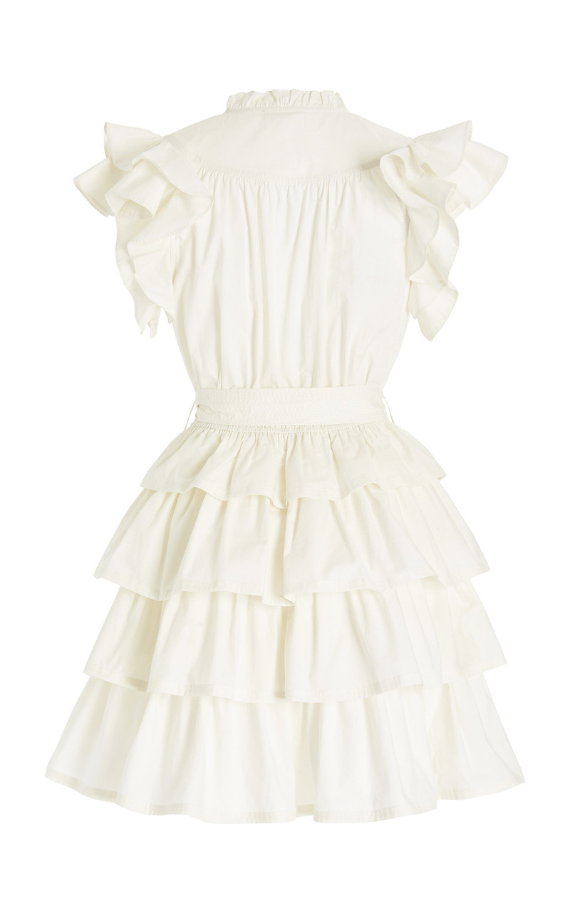 ULLA JOHNSON Lulua Ruffled Cotton Mini Dress white outlook