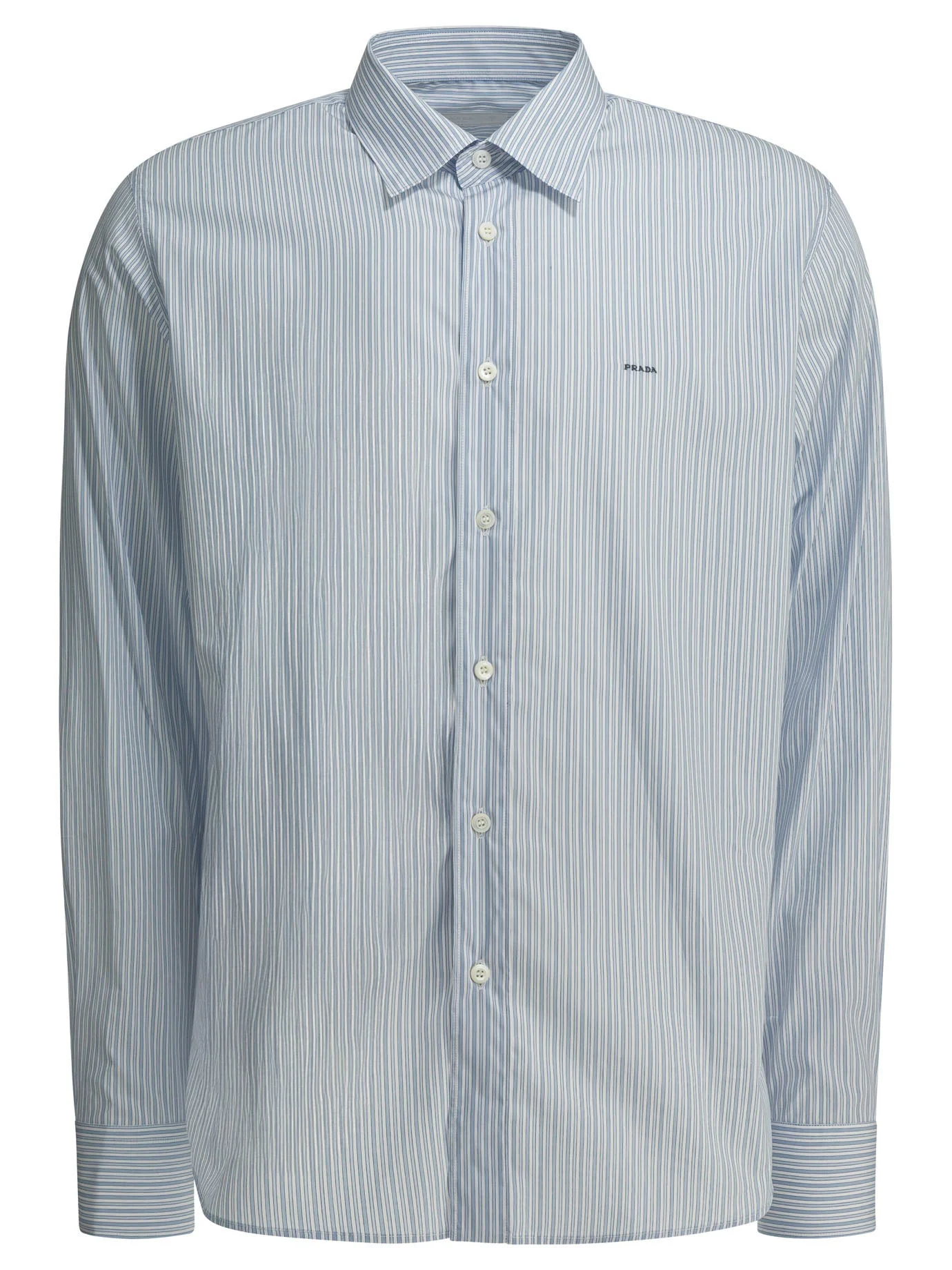 Prada Cotton Shirt Light Blue Men - 1