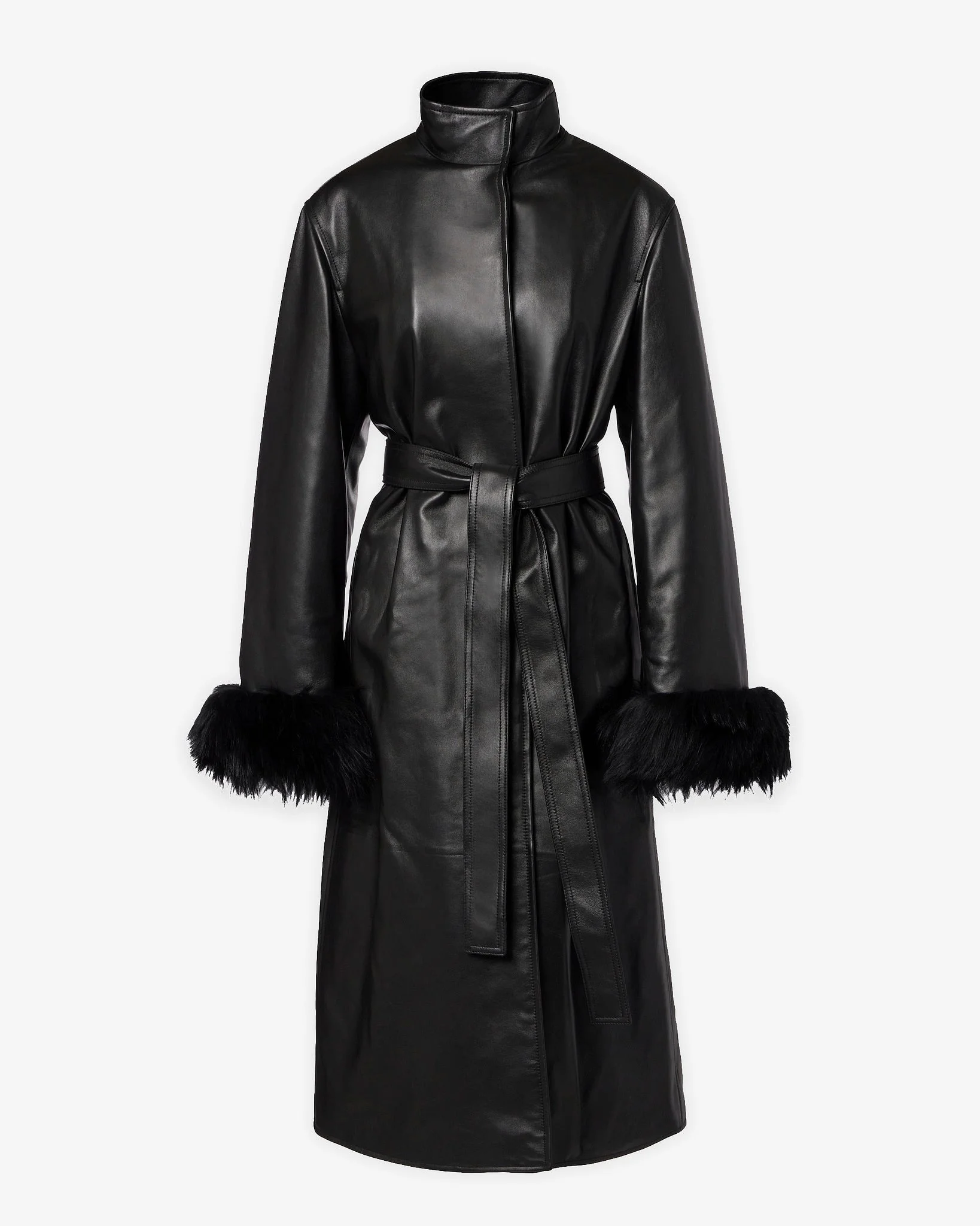Alaia black leather long coat - 1