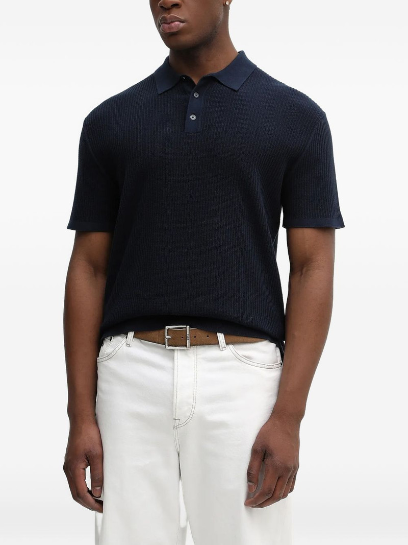 ribbed-knit polo shirt 1