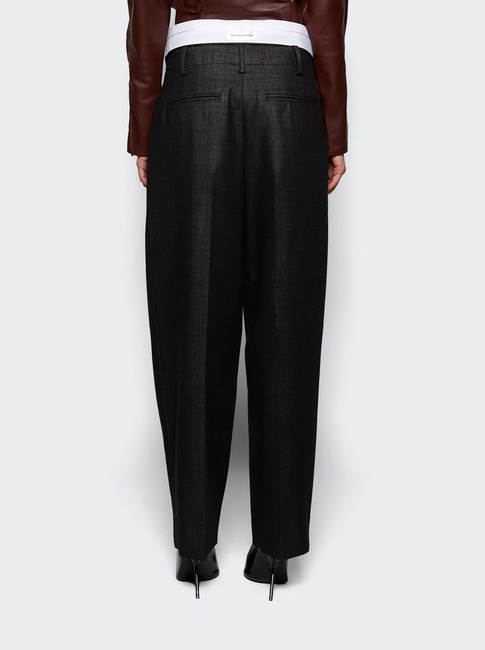Double Waistband Detail Trouser Black And Ivory - 4