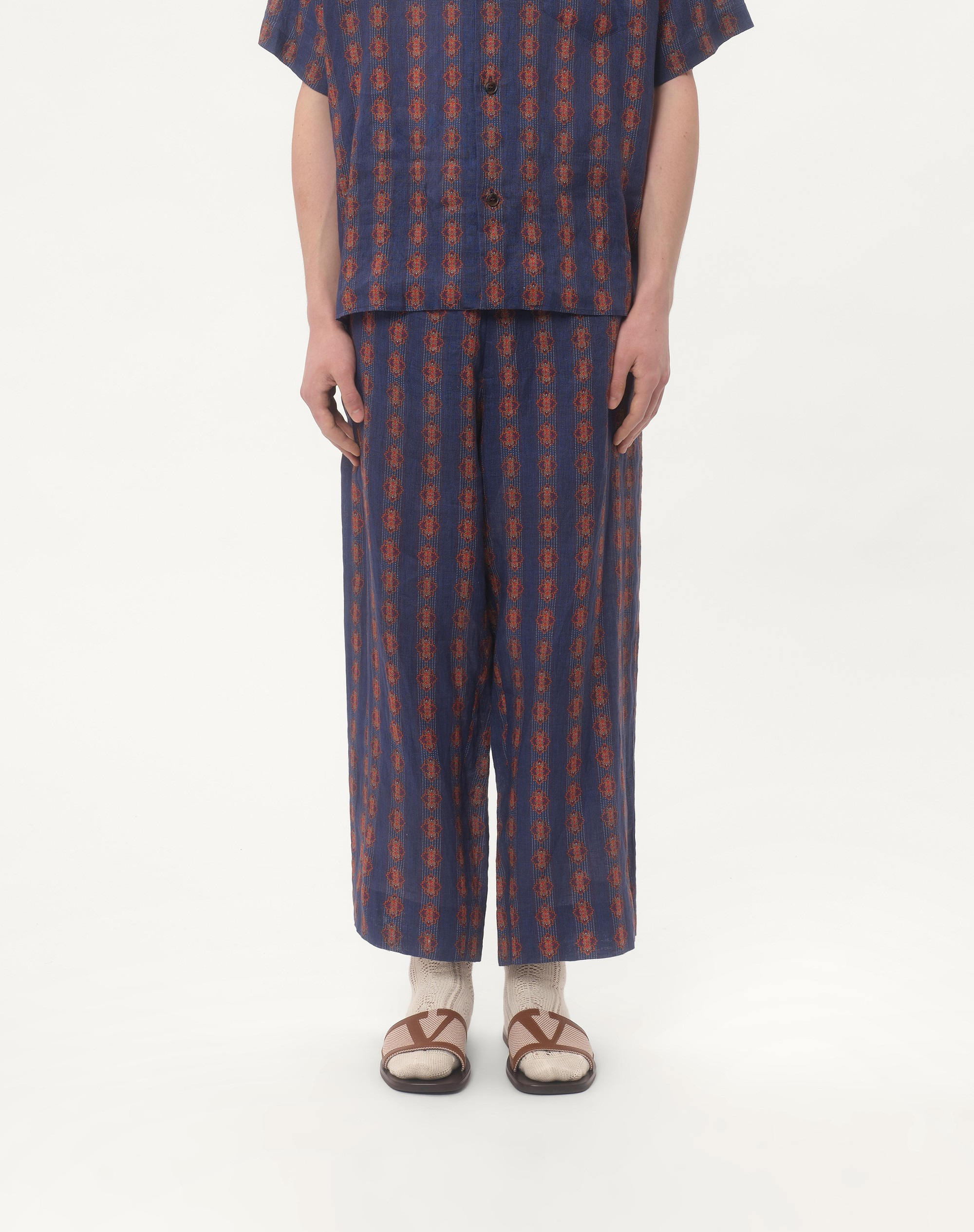 LINEN PAJAMA PANTS WITH VOYAGE IMAGINAIRE PRINT - 4
