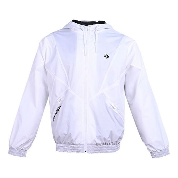 Converse hooded Drawstring Zipper Pocket Jacket White 10019993-A03 - 1