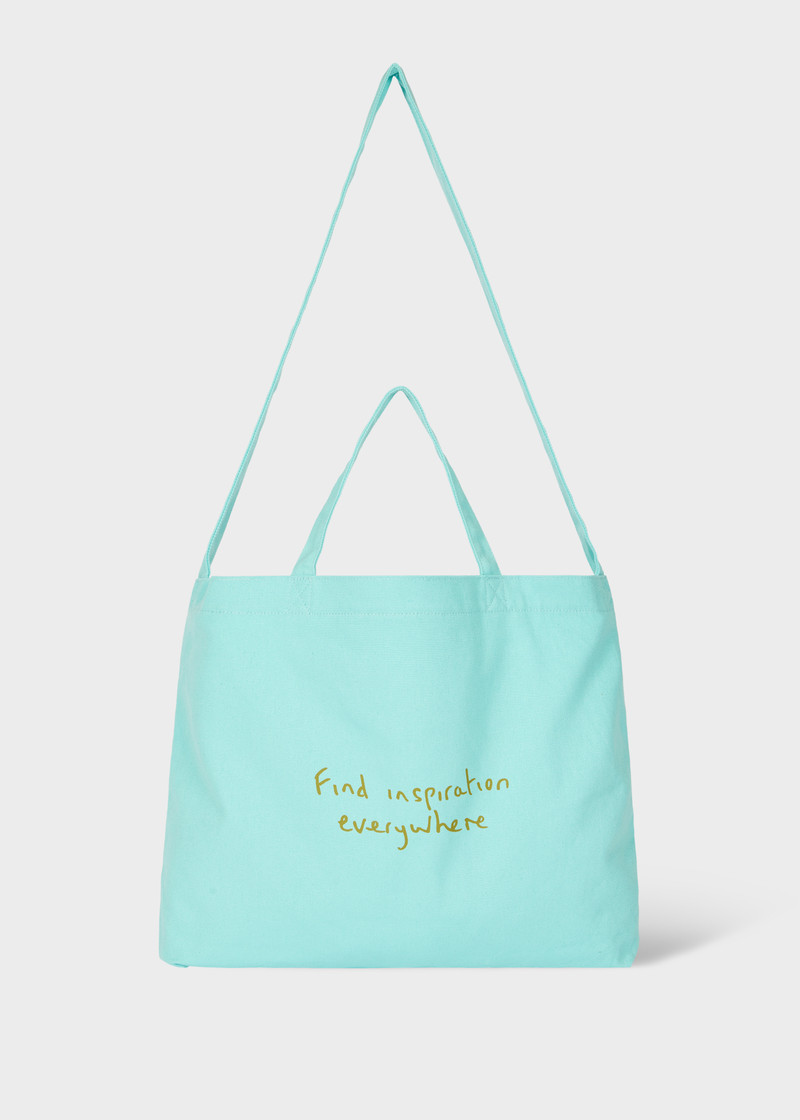 Sky Blue Cotton-Canvas Quote Tote Bag 1