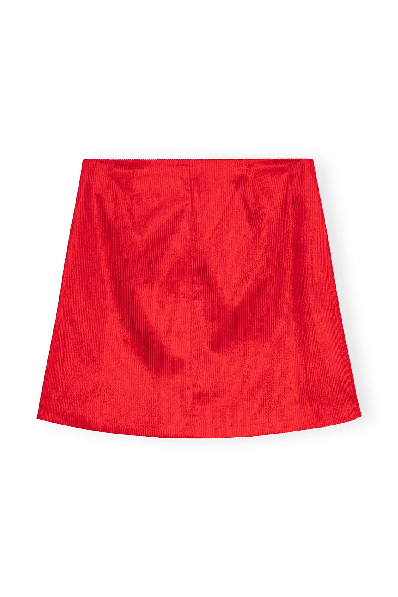 RED SHINY CORDUROY MINI SKIRT - 1