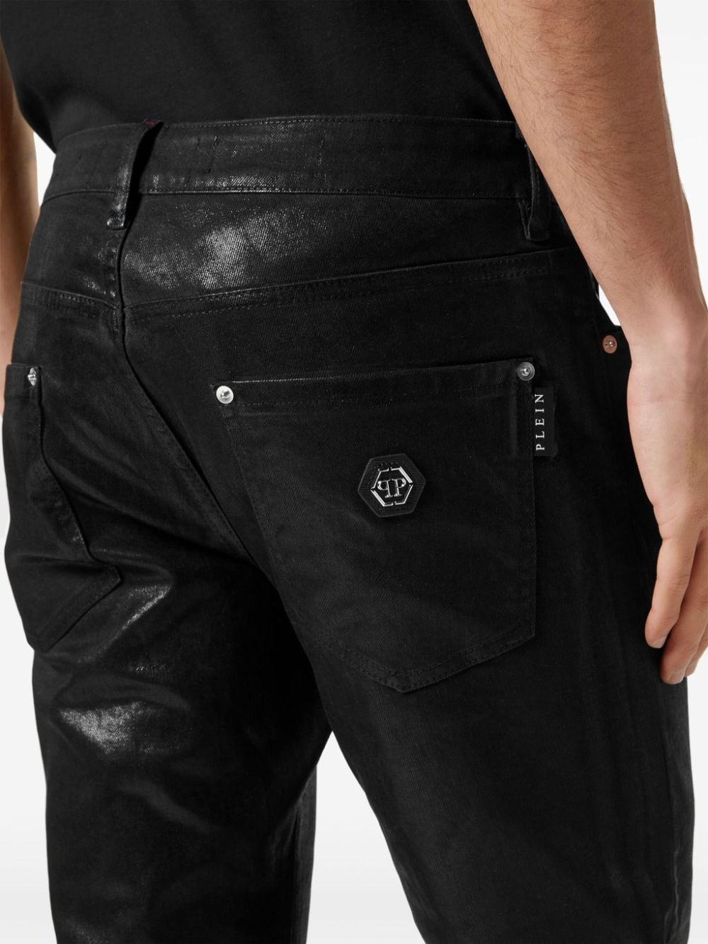 coated-finish straight-leg jeans - 5