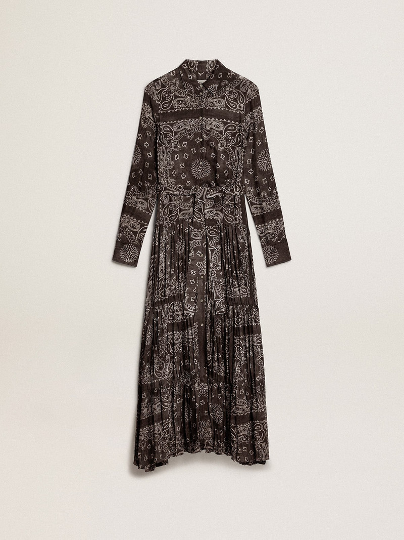 Anthracite-gray shirt dress with paisley print 1