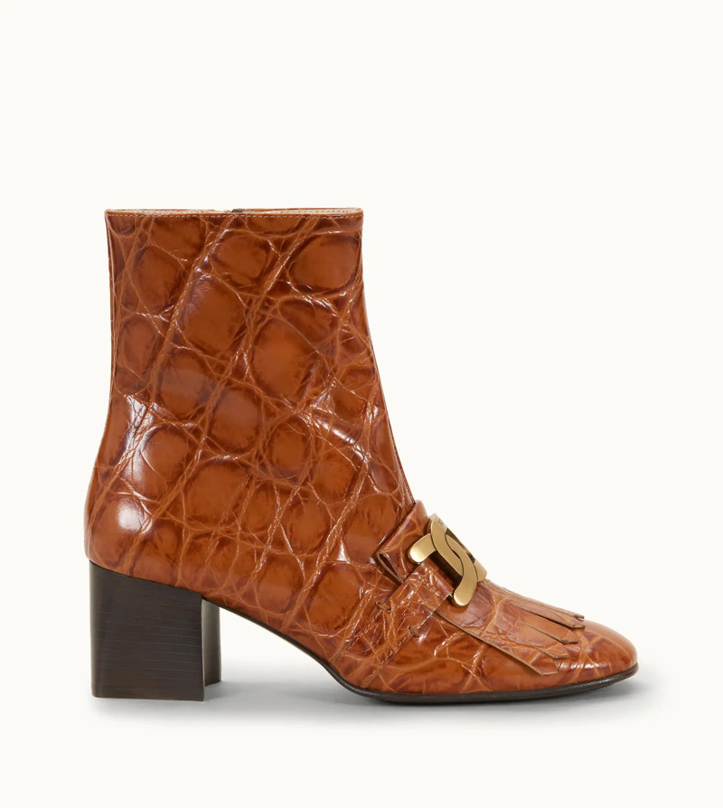 KATE ANKLE BOOTS IN LEATHER - ORANGE 1