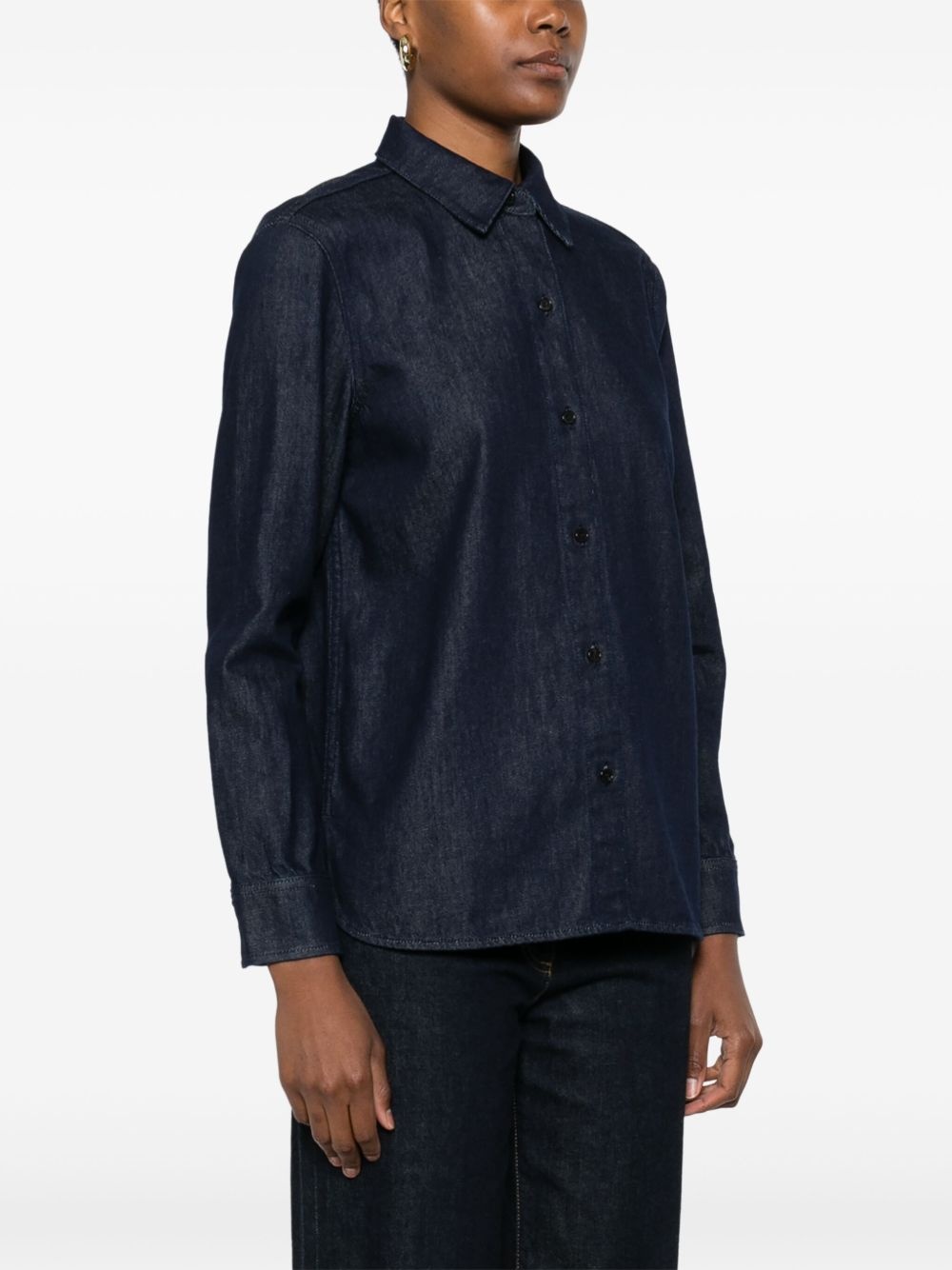 drape denim shirt - 3