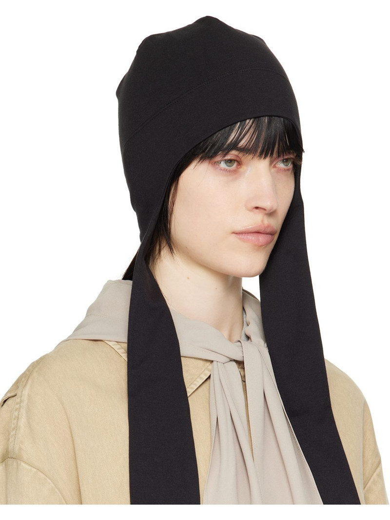 OPEN YY Black Jersey Earflap Beanie outlook