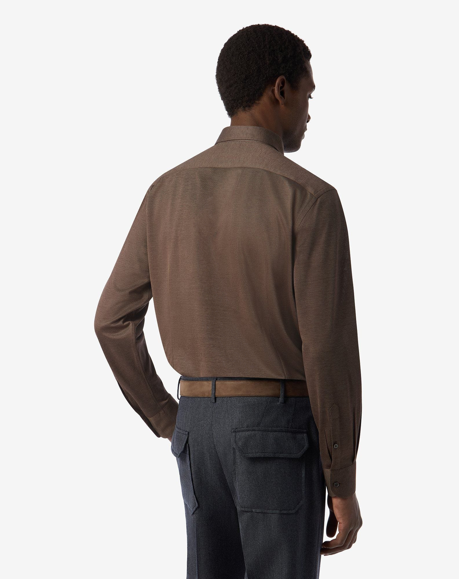 Brown cotton jersey shirt - 3