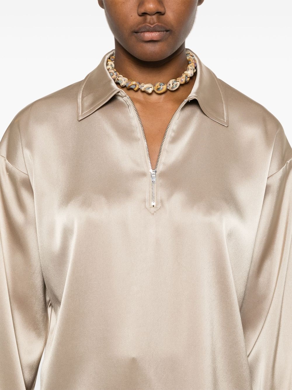 satin polo top - 5