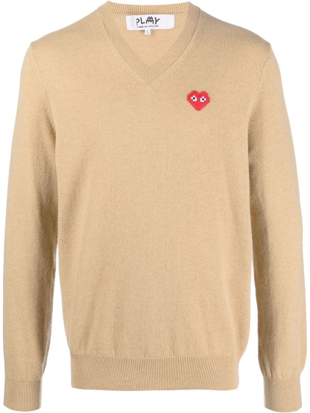 heart-patch V-neck sweater - 1