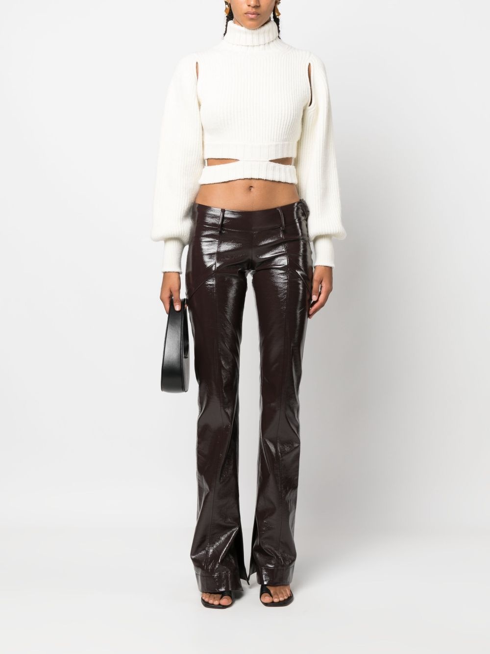 roll-neck cropped knit jumper - 2