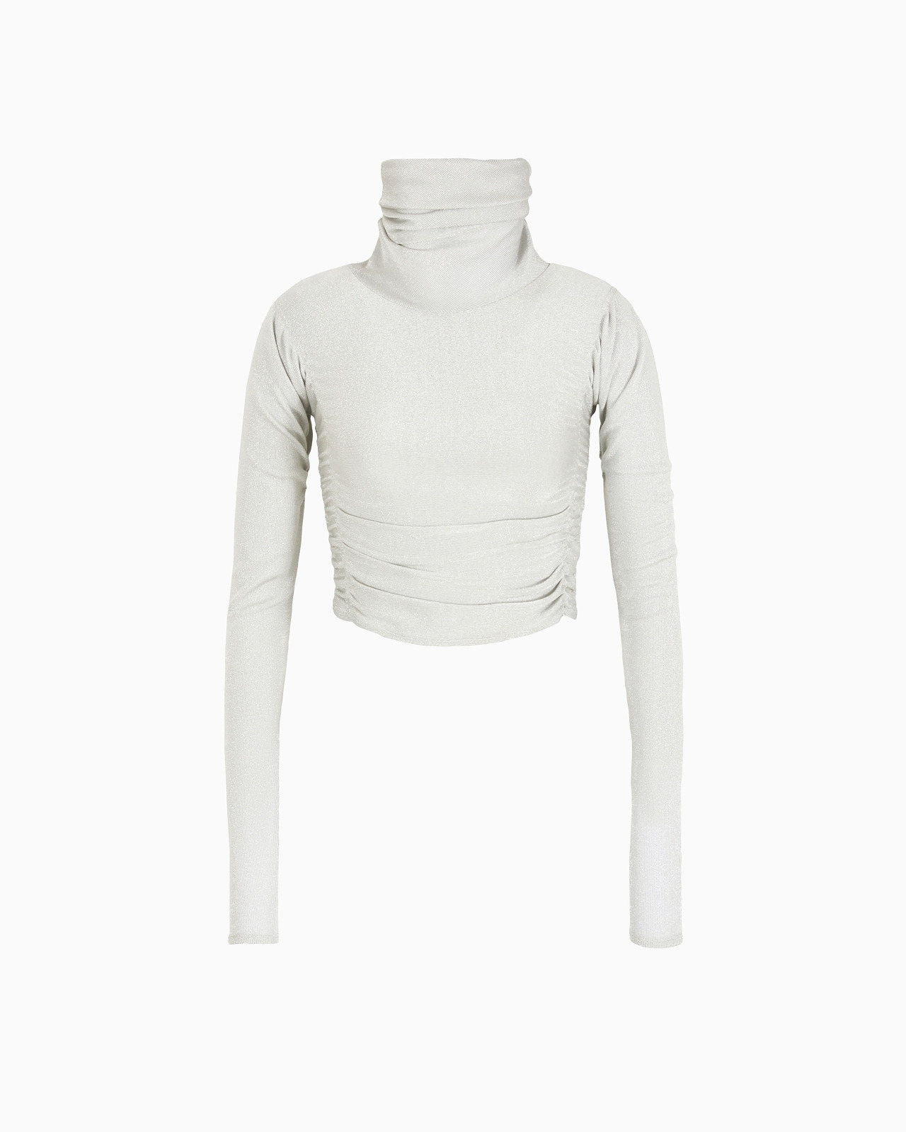 Cropped mock-neck jumper in viscose jersey and Lurex - 1