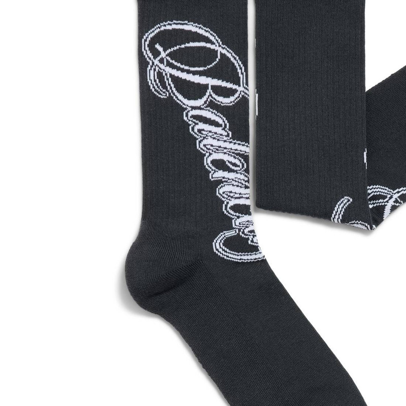 BALENCIAGA Men's Cursive Socks in Black/white outlook