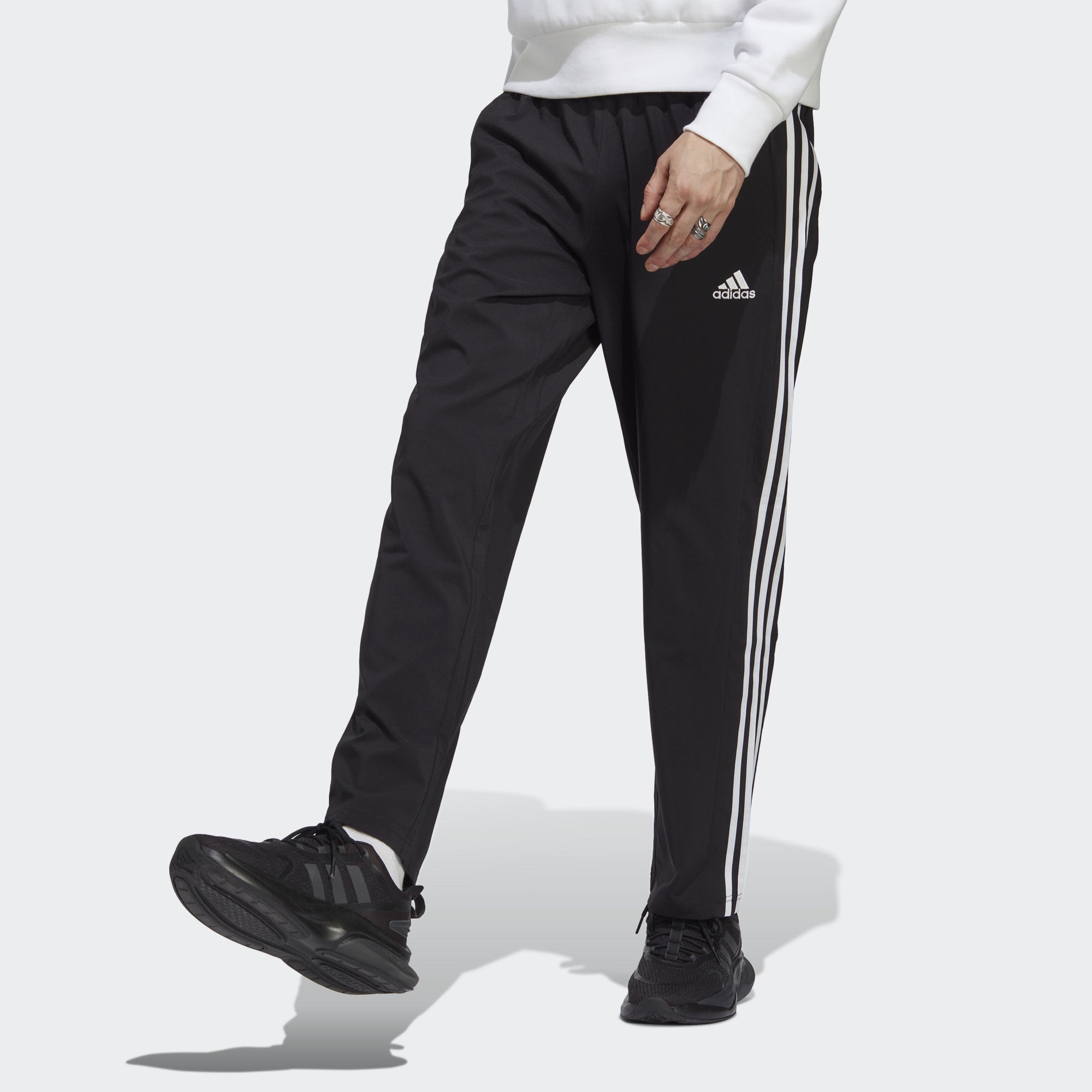 adidas AEROREADY Essentials Stanford Open Hem Embroidered Small Logo Pants 'Black' IC9415 - 2