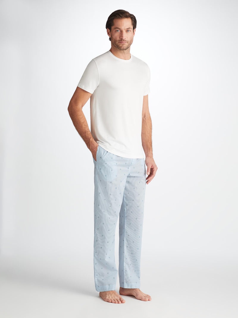 Men's Lounge Trousers Nelson 100 Cotton Batiste Blue - 2