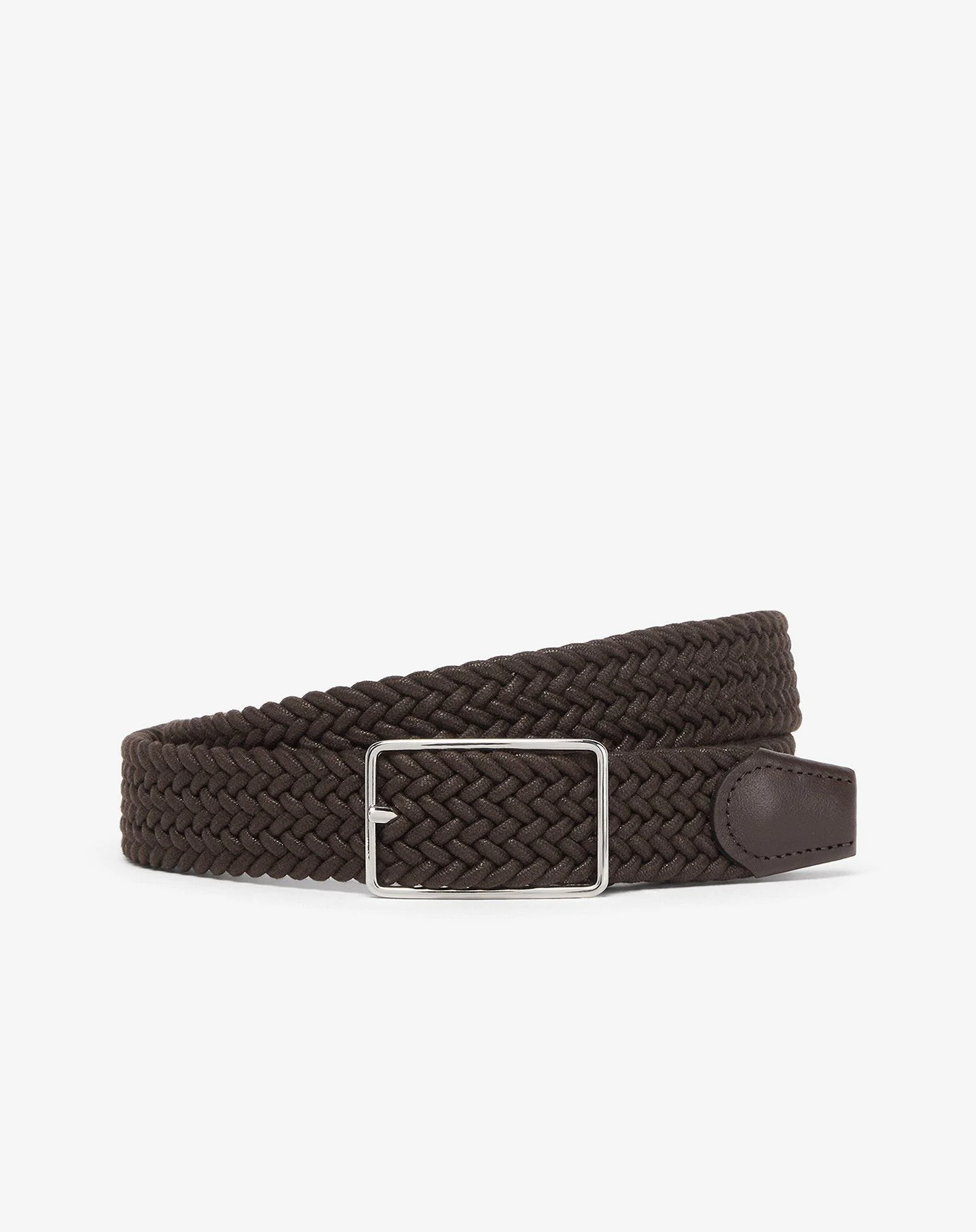 Brown braided waxed cotton belt - 1