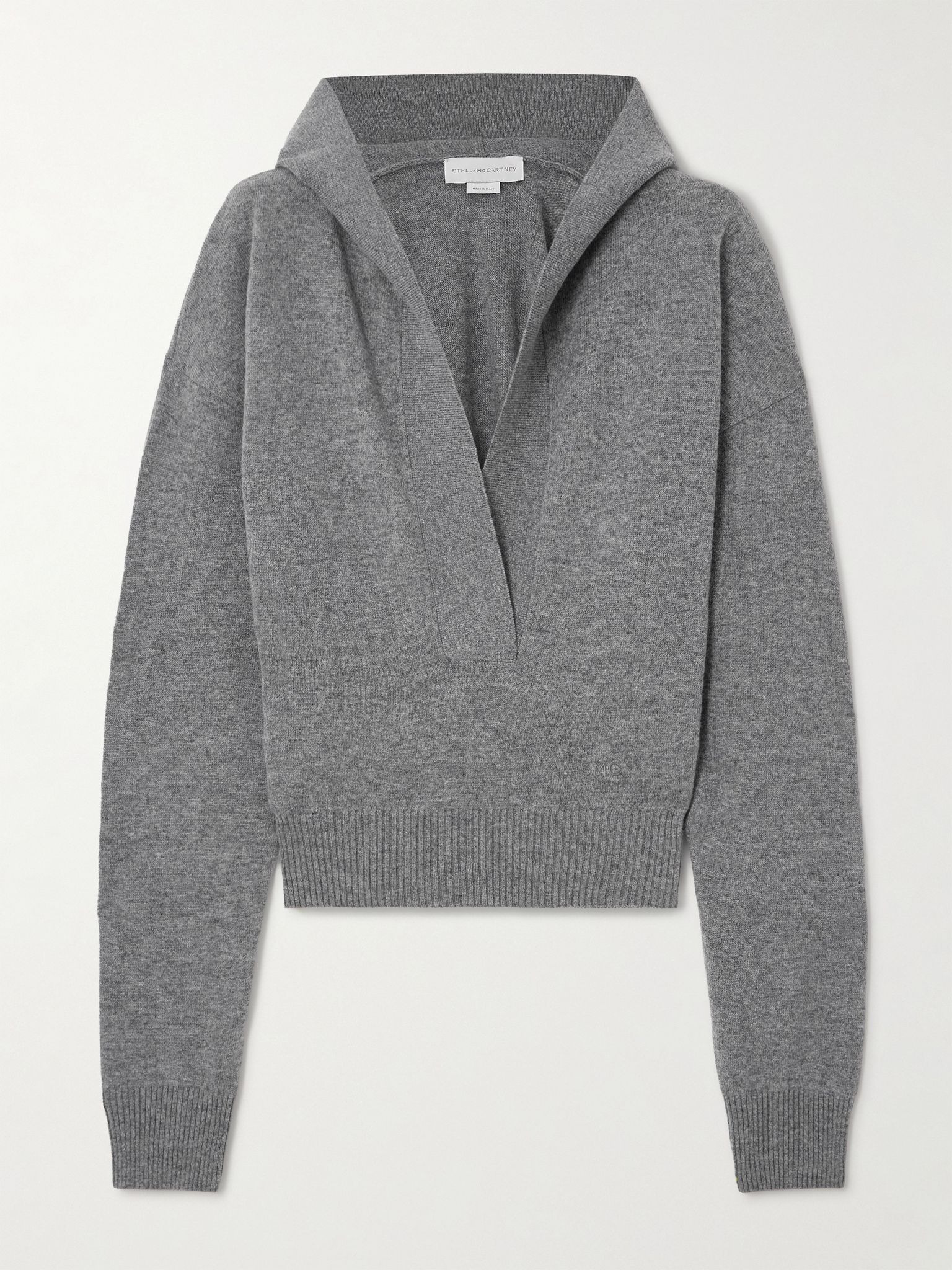 Cropped hooded wool sweater Gray - 1