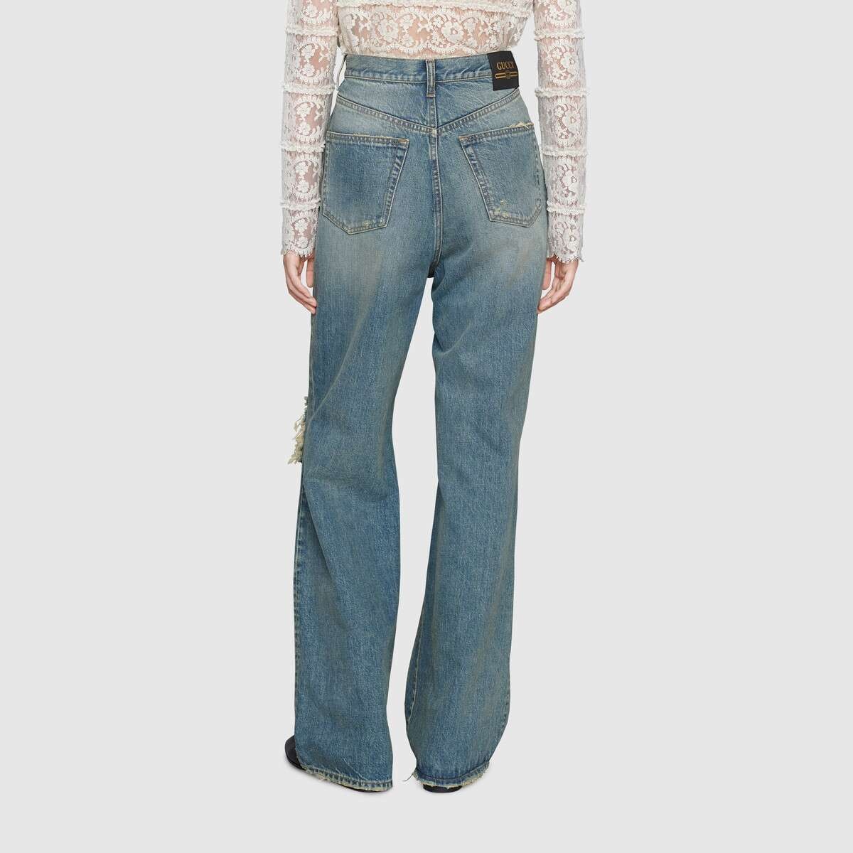 Ripped eco washed organic denim pant - 5