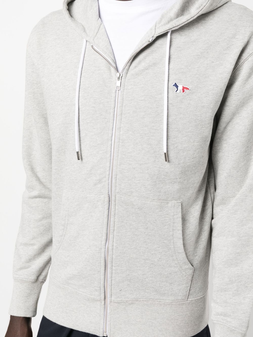 logo-patch zip-up drawstring hoodie - 5